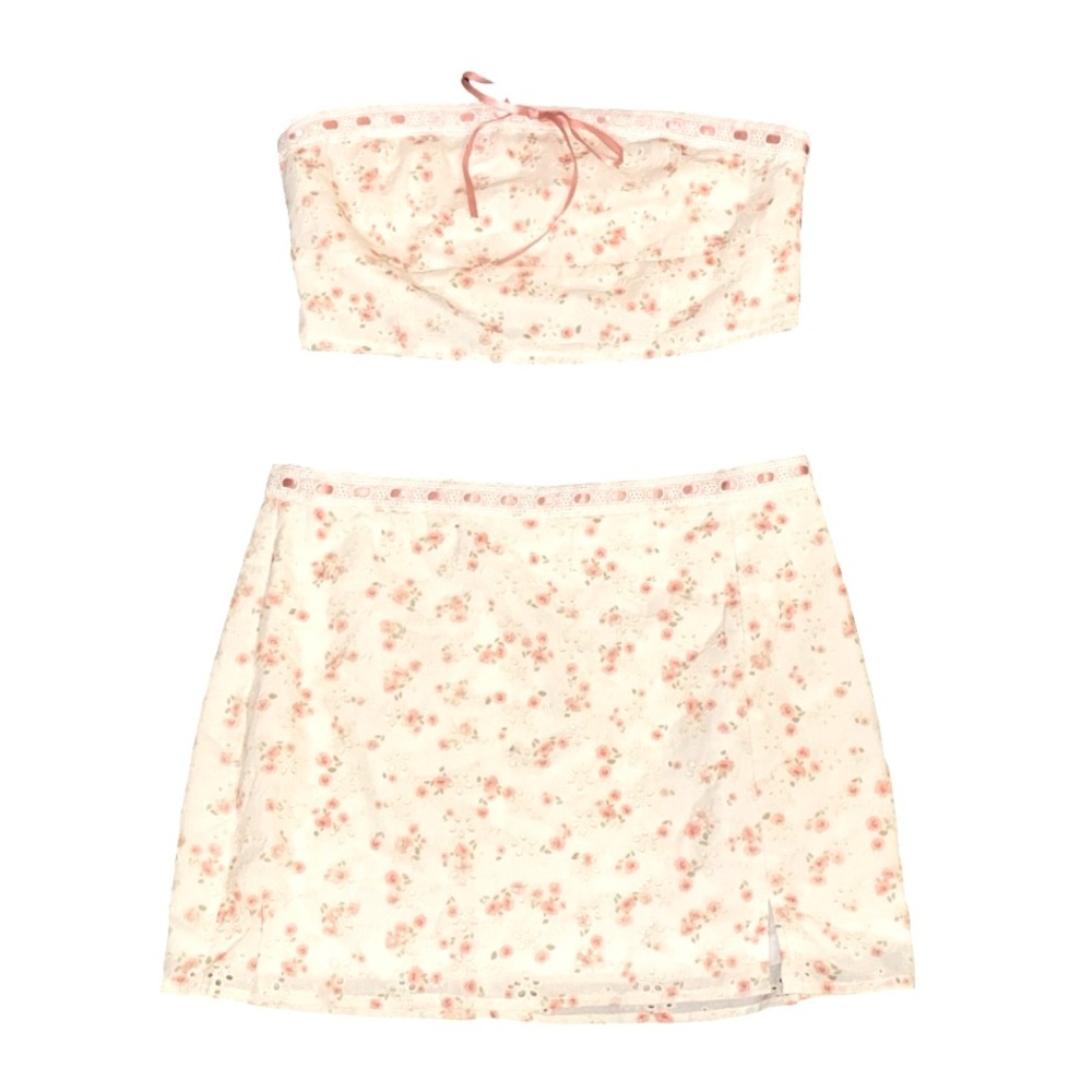 Altar’d State Pink Rosebud Eyelet Two-Piece Set